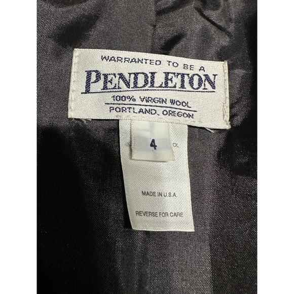 Pendleton Women’s Wool Blazer Gray Houndstooth 4 career work professional preppy - Picture 4 of 16